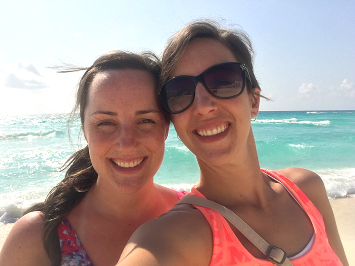 Kimberly Bennett (right) and her sister, Jenn, on a sister trip to Cancun in April of last year, ticking another item off Kim’s “Bucket List.”